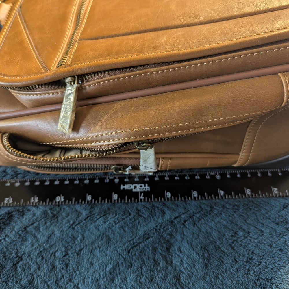 & Other Stories Cognac Leather Laptop Briefcase with Telescopic Handle - Picture 2 of 13